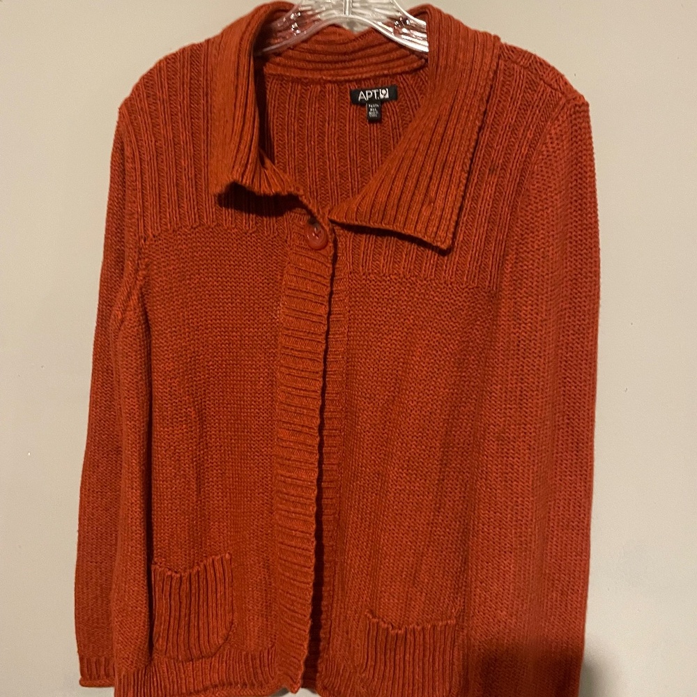 Apt 9 Burnt Orange button up sweater womens petite XL